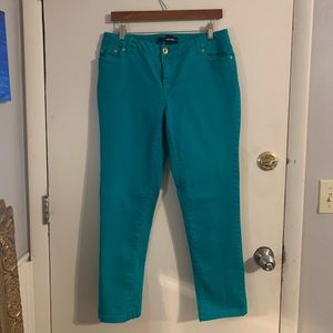 Dark teal skinny dress jeans